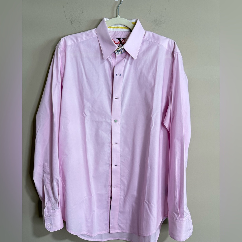 Robert Graham Pink contrast trim dress shirt size M